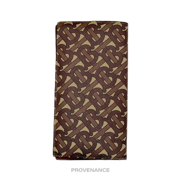 🔴 Burberry Long Wallet - TB Monogram E-Canvas Bridle Brown - Picture 2 of 8